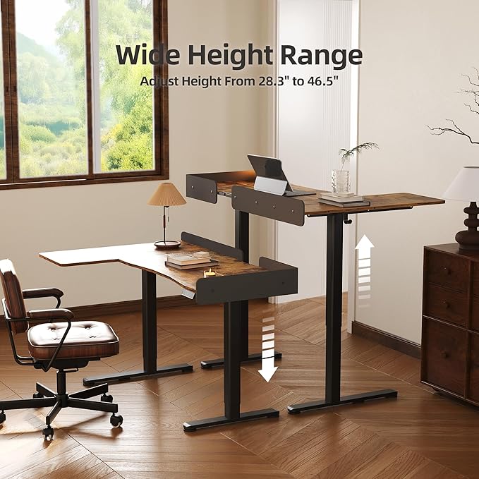 Claiks L Shaped Standing Desk, 55 Inch Electric Height Adjustable Desk Left - Image 6