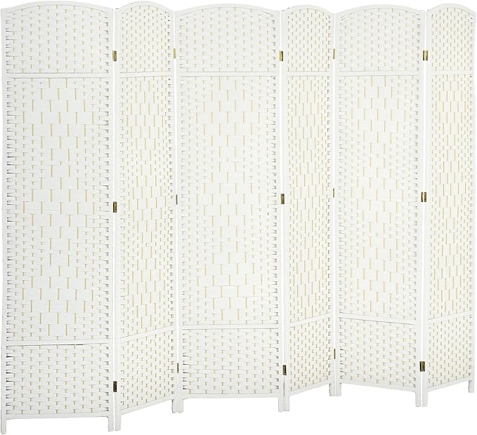HOMCOM 6 Panel Room Divider, Hand-Woven Freestanding Wall Partition by HOMCOM