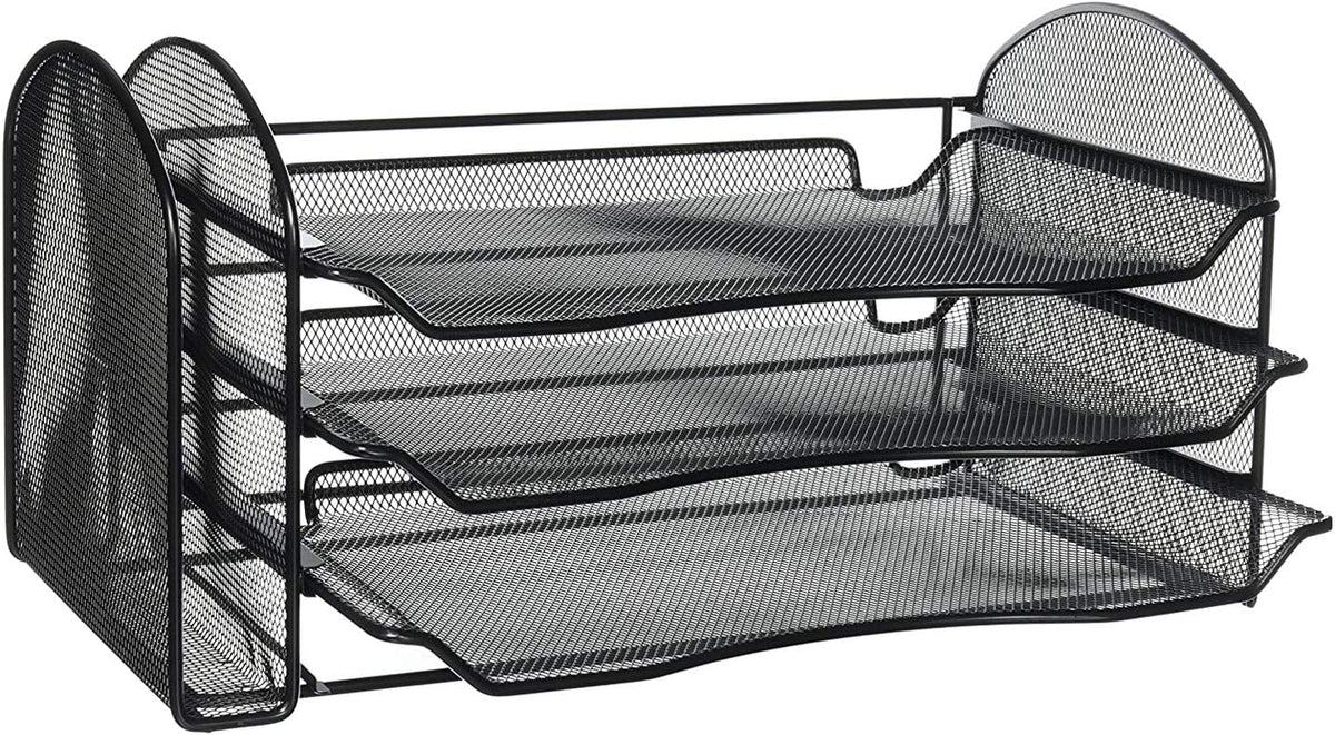 Safco 3265BL Onyx Mesh Desktop Organizer with 1 Vertical, 3 Horizontal Sectio...