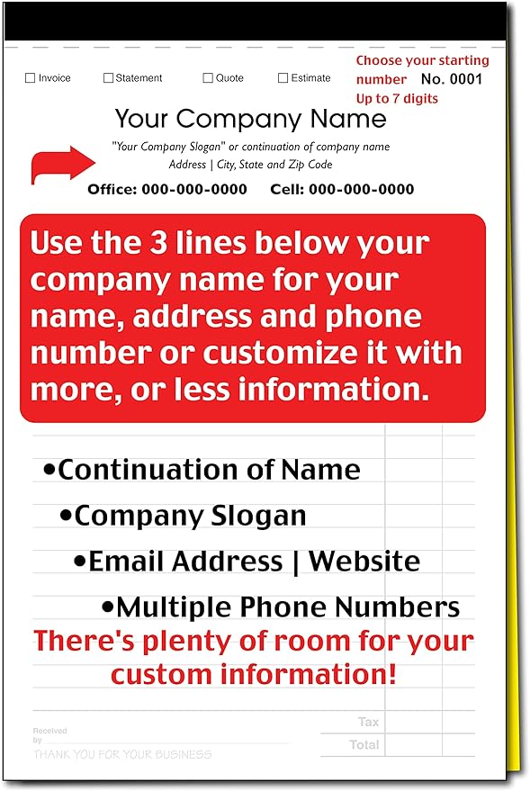 CH Printco Custom Sales, Personalized Multipurpose Duplicate Carbonless Form - Image 5