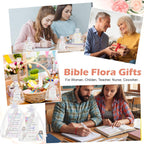 Cinnvoice 24 Set Christian Bulk Gifts for Women, Little Jesus Figures, Bible Verse Pens Gift with Prayer Cards, Religious Vbs Scripture for Easter Sunday Church Inspirational Supply (Floral Style)