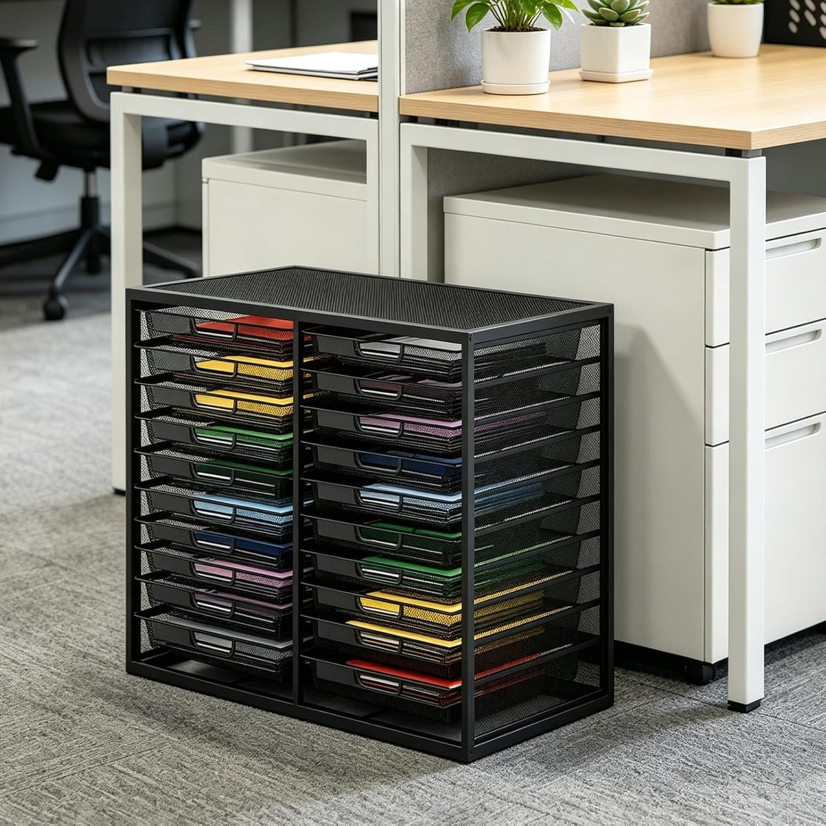 Natwind Mesh Desk Organizer with 20 Compartments Sliding Drawers,Black