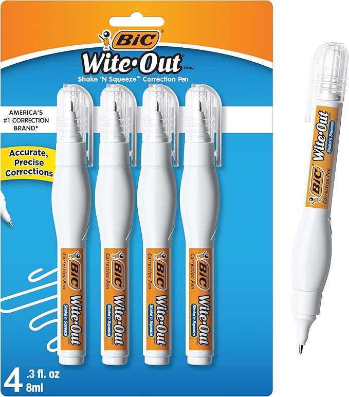 BIC Wite-Out Brand Shake 'n Squeeze Correction Pen, 8 ML Correction Fluid by BIC