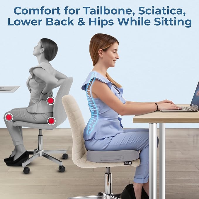 5 STARS UNITED Seat Cushion for Tailbone Pain Relief – Memory Foam Cushion for - Image 3