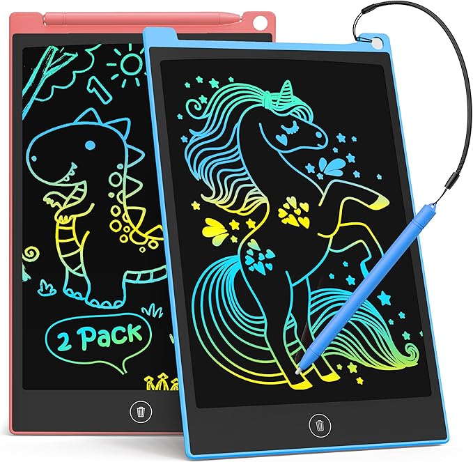 TECJOE 2 Pack LCD Writing Tablet, 10 Inch Colorful Doodle Board Drawing Tablet by TECJOE