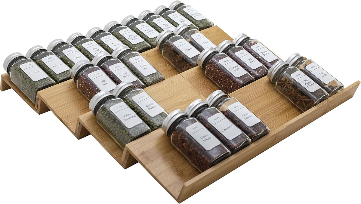 Bamboo Spice Rack Drawer Organizer - 8 Pieces Set- 9" Wide Per Piece - C...