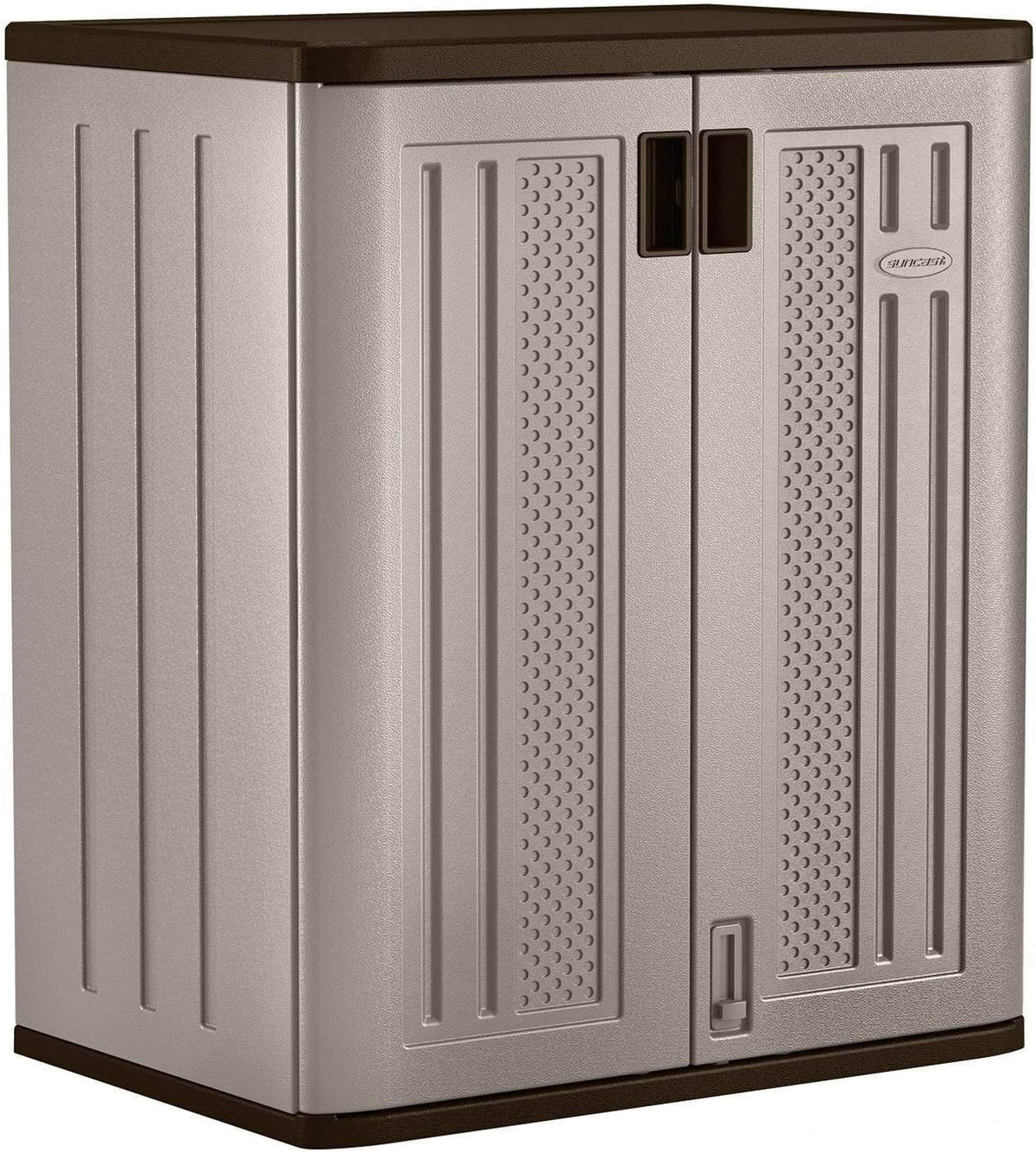 suncast 9 cu ft base storage cabinet, lockable, side view