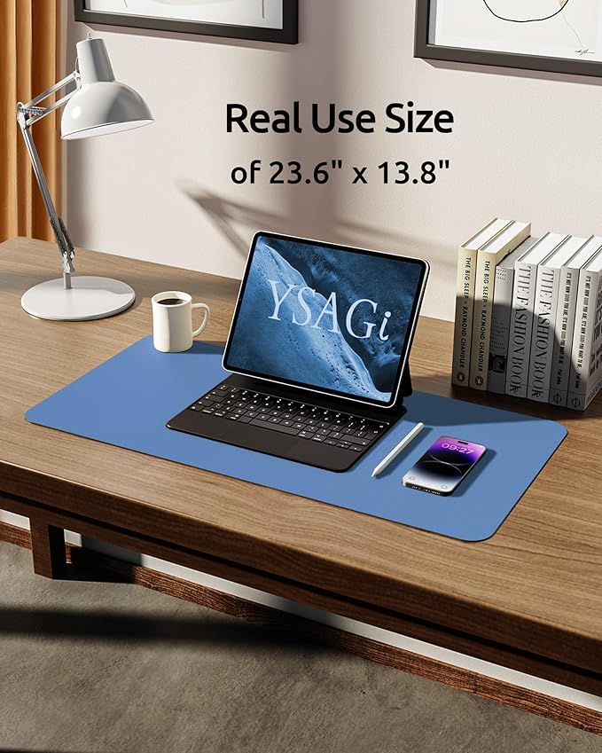 YSAGi Leather Desk Protector, Office Mat, Large Mouse Mat, Non-Slip PU Leather - Image 5