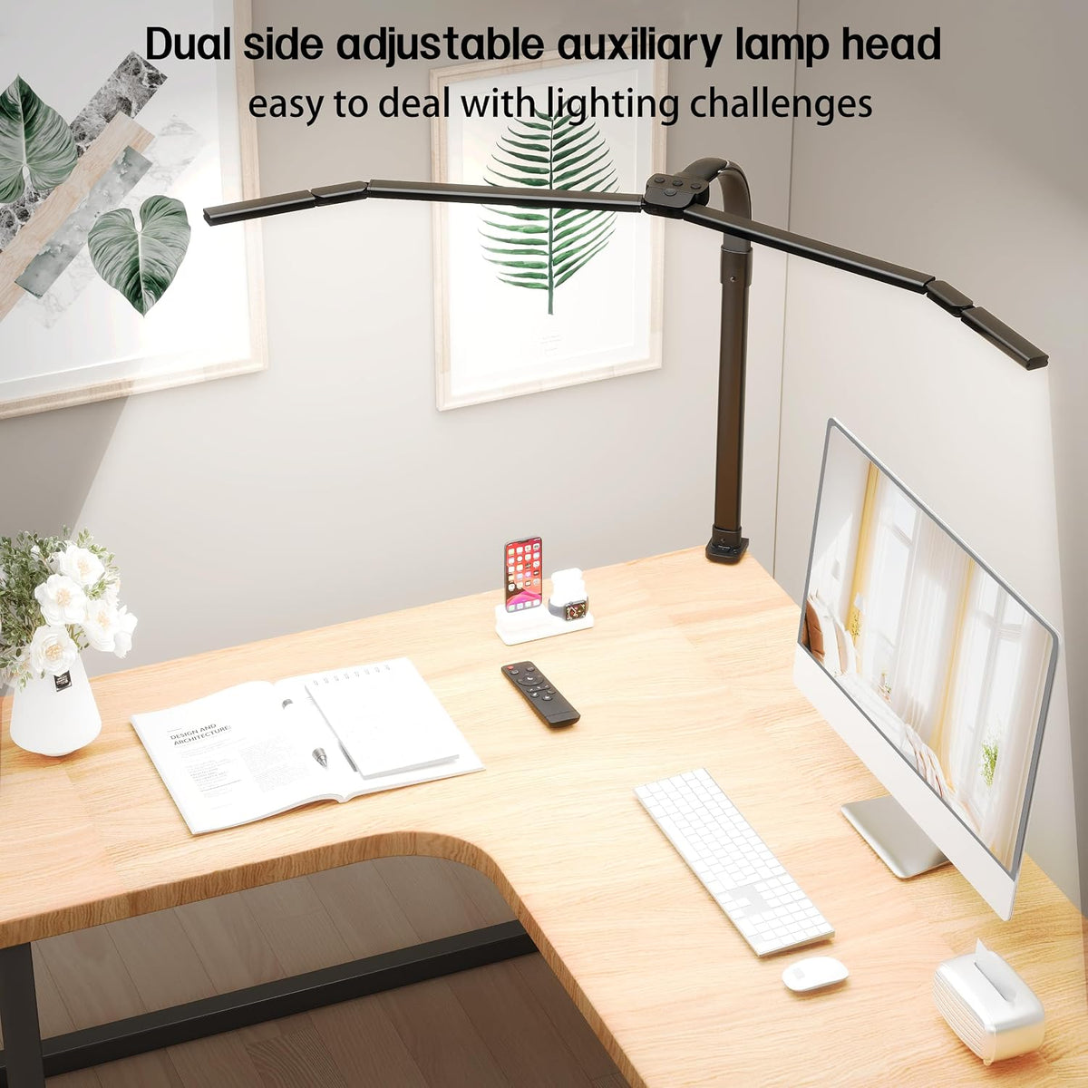 led desk lamp with clamp, eye-carying desk light, close-up detail