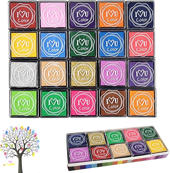 GTLZLZ Ink Pads for Kids, 20 Colors Craft Ink Pad, Washable Finger Ink Pads for by GTLZLZ
