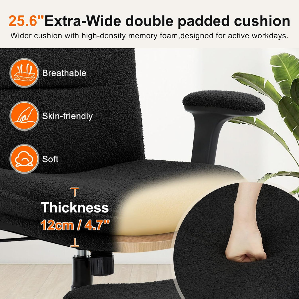 IWMH Cross Legged Office Chair with Flip-up Armrests for ADHD, Extra Wide