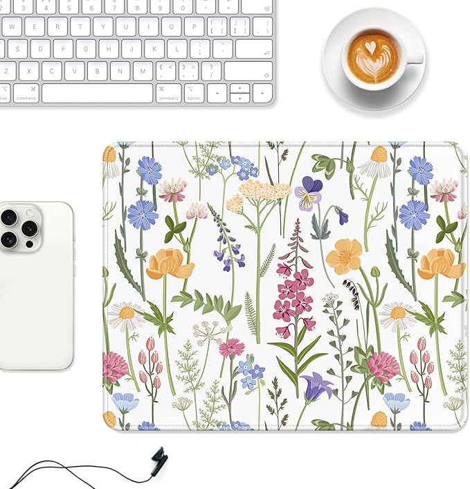 Auhoahsil Mouse Pad, 12 x 10 in Simple Flower Theme Computer Mouse Pad - Image 2