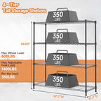 M MZG 4 Tiers Storage Shelves Load 1400LBS, Metal Shelving Wire Metal Shelving - Image 3