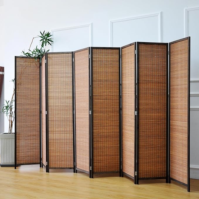 Furnnylane 8 Panel Bamboo Room Divider and Folding Panel Screen, Bamboo Panel - Image 3