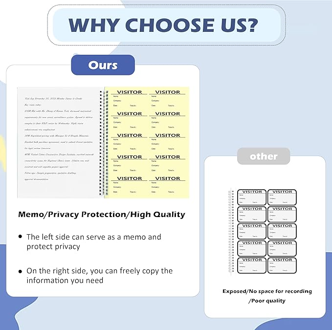 3 Pack Visitor Badges with Carbon Copy Visitor Stickers Letter Size Visitor Log - Image 3