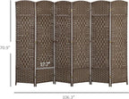 HOMCOM 6 Panel Room Divider, Hand-Woven Freestanding Wall Partition - Image 7