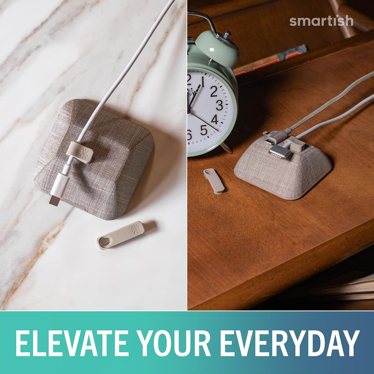 Smartish Magnetic Cord Holder, Cable Wrangler, Nightstand & Desk Organizer