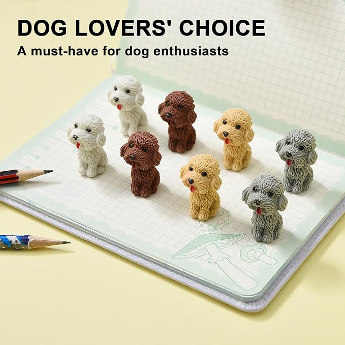 24Pcs Pencil Top Erasers for Kids, Dog Pencil Erasers Toppers Bulk, Cute Cap - Image 6
