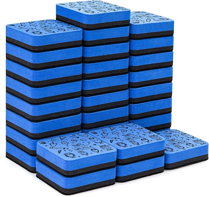 OWLKELA 30 Pack Whiteboard Eraser, Magnetic Blue Whiteboard Eraser by OWLKELA