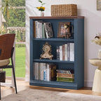 RWYHG 43" Blue Tall Bookshelf, 3-Tier Thick Wooden Book Shelf