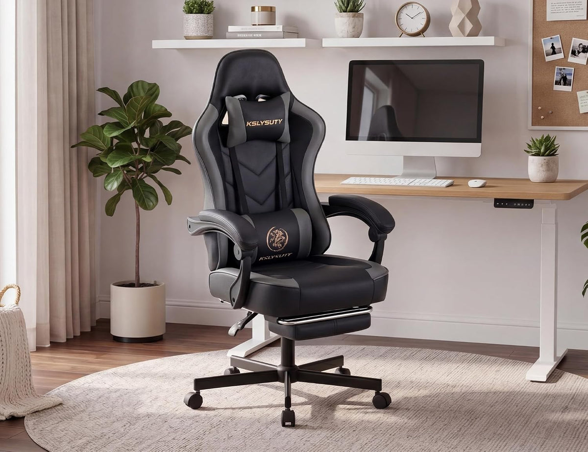 Mistpeople Gaming Chair, Ergonomic High Back Computer Chair with Footrest, Lu...