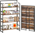 4NM No Assembly Extra Wide 4 Tiers Folding Bookshelf Storage Shelves Vintage by 4NM