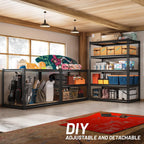 roomfave garage shelving heavy duty, 5 tier,72" h showing dimensions
