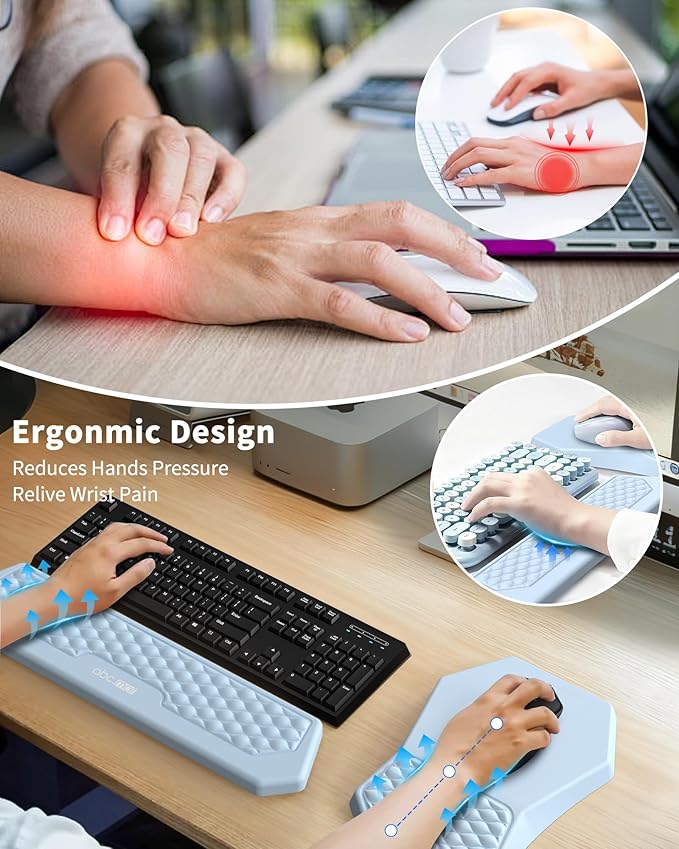 Ergonomic Mouse Pad and Keyboard Wrist Rest Support Set, Massage Design Mousepad - Image 2