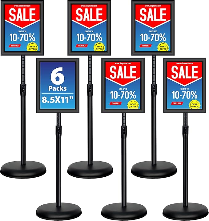 VAIIGO 6Packs 8.5x11 Inch Adjustable Pedestal Poster Sign Stand, Heavy Duty by VAIIGO