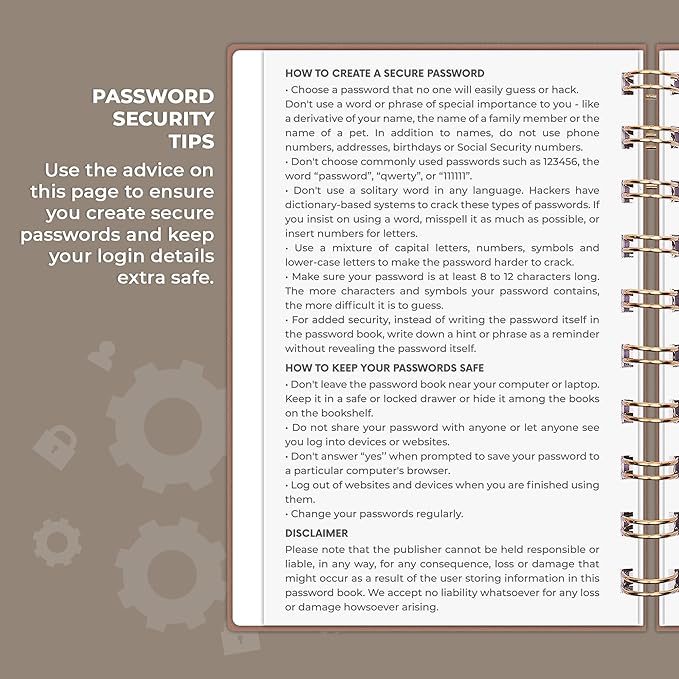 Clever Fox Password Book Spiral – Mini Internet Address & Password Organizer - Image 5