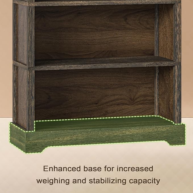 TVU 5-Tier Solid Wood Book Shelf, Floor Standing Bookcase, Farmhouse Style Book - Image 6