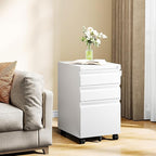 MIIIKO White Filing Cabinet 3 Drawers on Wheels Under Desk, Metal Rolling File - Image 7