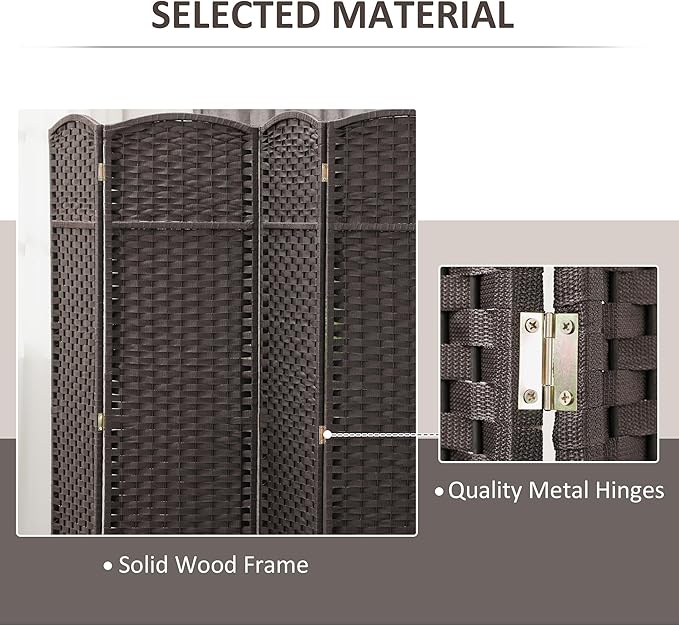 HOMCOM Room Divider, 6 Panel Folding Privacy Screen, 5.6' Tall Freestanding - Image 5