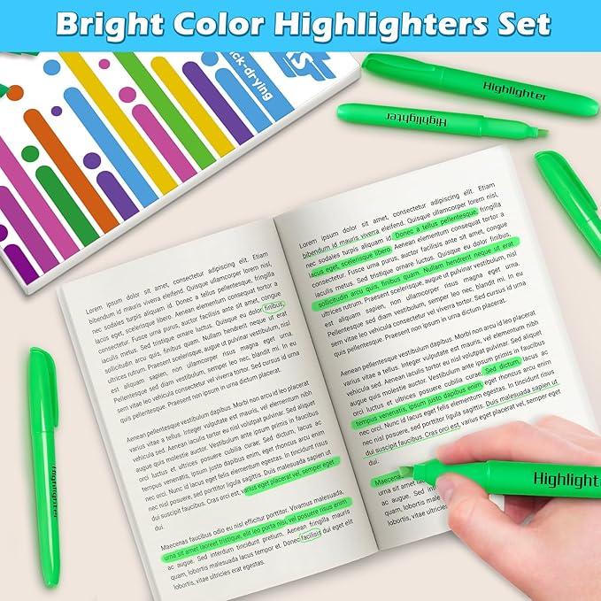 Duchong Highlighters, 30 Packs Green Highlighter Bright Colors Bulk, Chisel Tip - Image 5