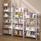 JSB Folding Bookshelf, Industrial Storage Shelves, No Assembly Vintage Wood - Image 5