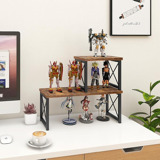 ELITEROO Wood Desktop Shelf, 2 Tier Adjustable Small Bookshelf Organizer - Image 9