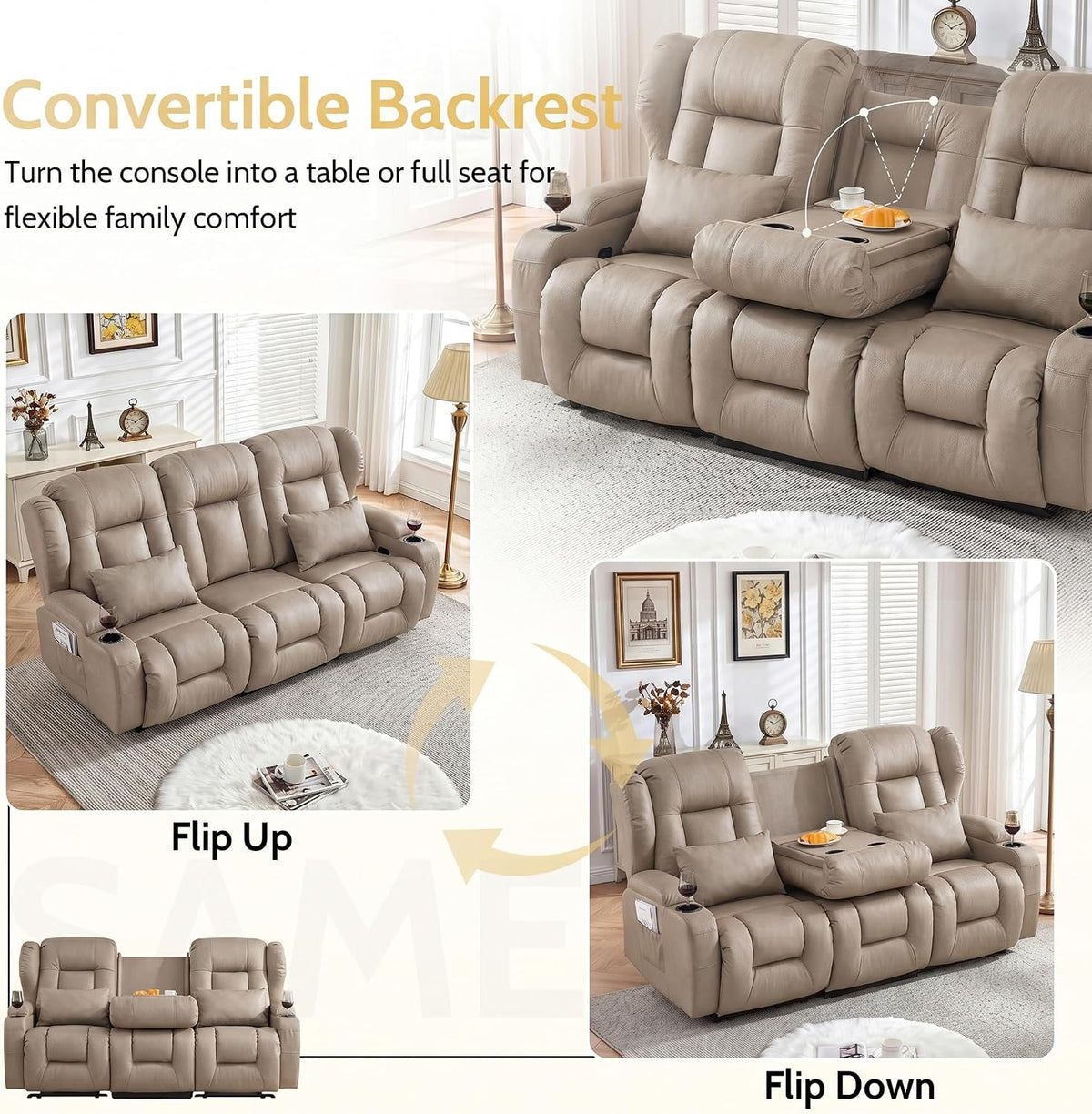 SAMERY 75.6" RV Loveseat Recliner Sofa, Manual Reclining Loveseat