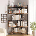 5 Tier Corner Bookshelf, Reversible Corner Shelf, Industrial Wooden Display by vividwood