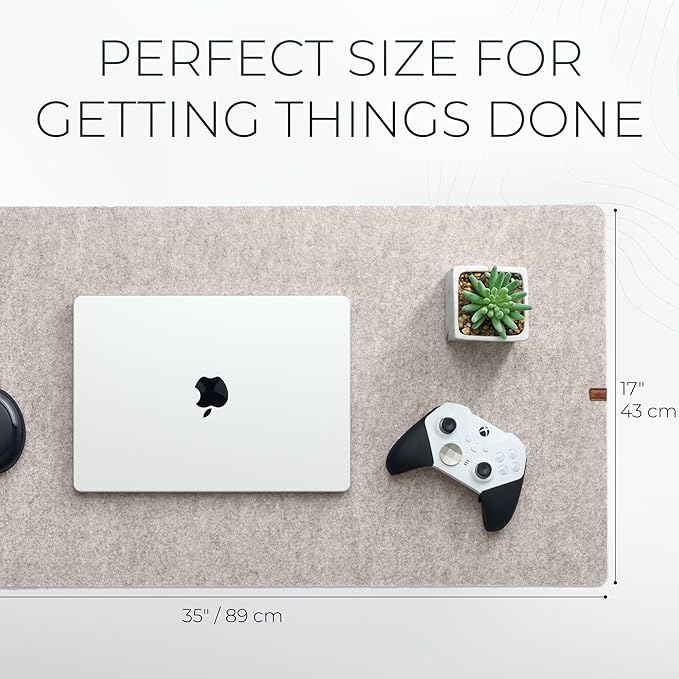 Nordik Large Felt Desk Mat – Stone Oat Beige – 35 x 17 inch – Computer Desk Mat - Image 3