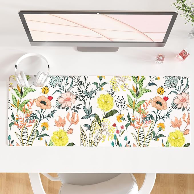 QIYI Floral Large Mouse Pad, Colorful Desk Mat by QIYI