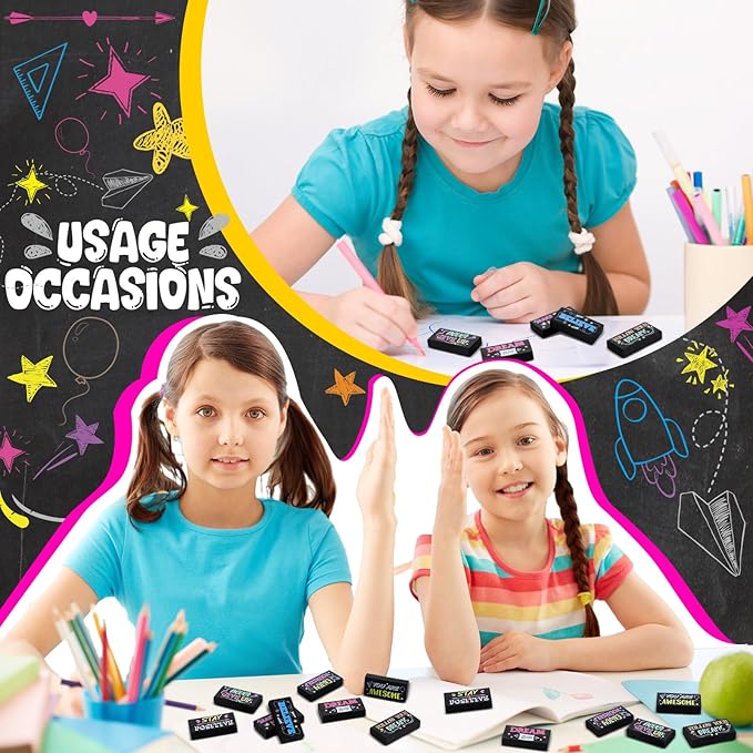 Dunzoom 100 Pcs Inspirational Pencil Erasers Bulk - Image 6