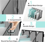 Gawerk Desktop File Magazine Folder Holder 5 Vertical Compartments, Desk - Image 3