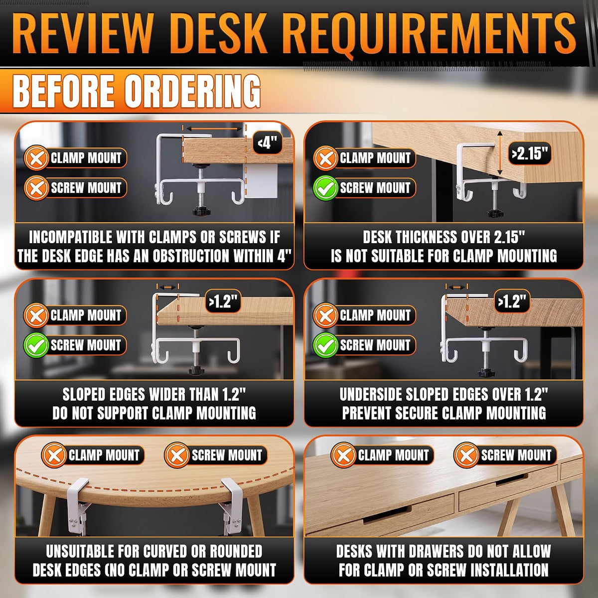 Under Desk Cable Management Tray 48" — No Drill Clamp-On Cord Organizer ...