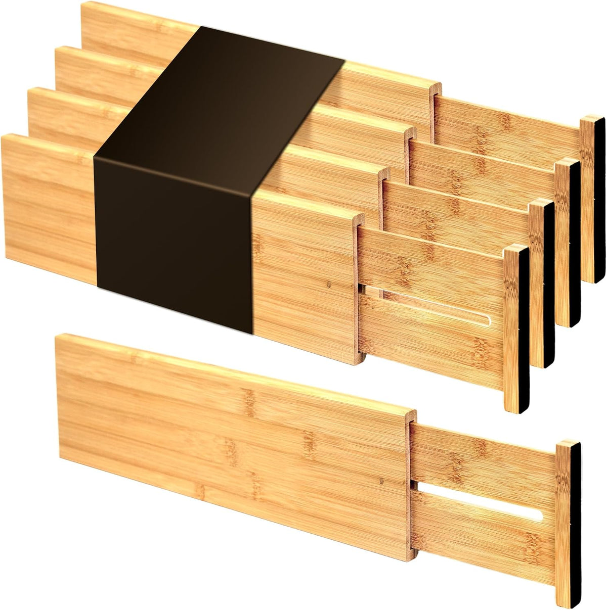 Utoplike Bamboo Drawer Dividers Large, 4" High Kitchen Drawers Organizer