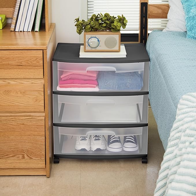 3-Drawer Wide Rolling Storage Cart - Image 2