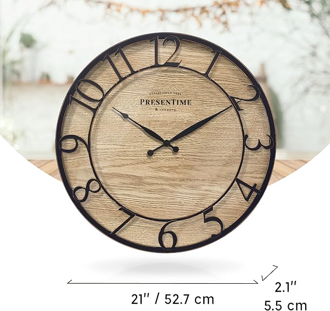 Presentime & Co 21" Farmhouse Series Wall Clock, Cottage Style, Vintage Design - Image 5