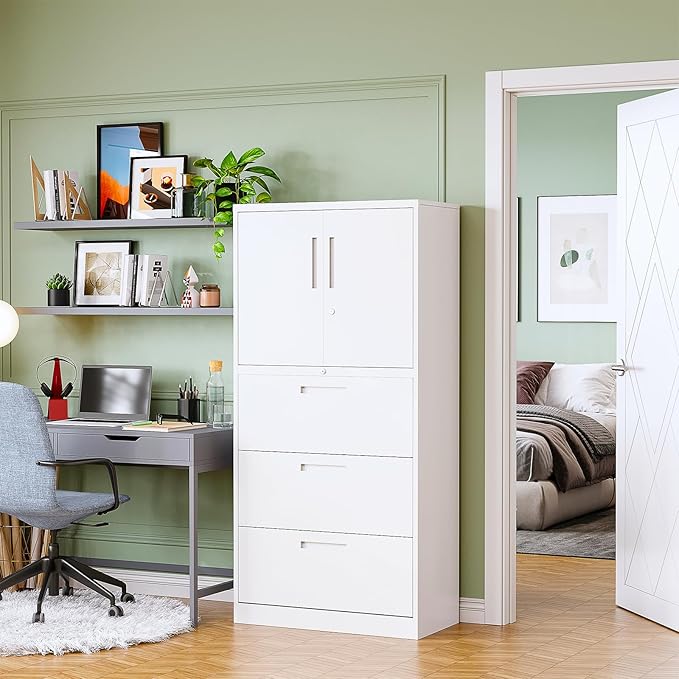 PEUKC 3-Drawer Metal File Cabinet, Lateral Vertical Filing Cabinets - Image 2