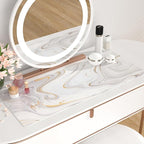QIYI White Mouse Pad, Cute Marble Large Desk Mat, PU Leather Desk Protector - Image 6