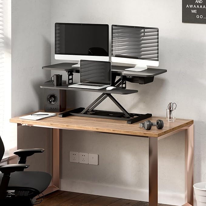 FLEXISPOT 42 inch Electric Motor Desk Converter, Height Adjustable Motorized - Image 2