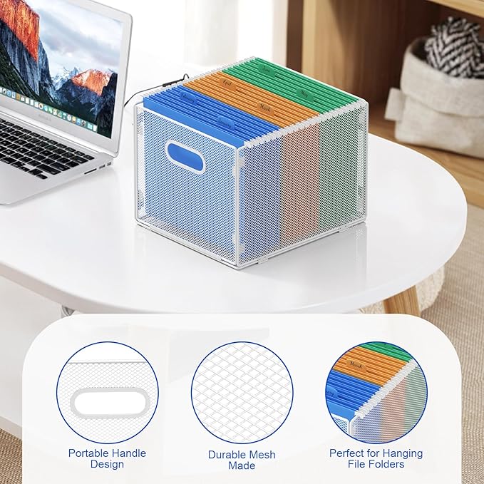 Samstar Hanging File Organizer, Mesh File Folder Organizer Crate Cabinet - Image 4